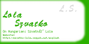 lola szvatko business card